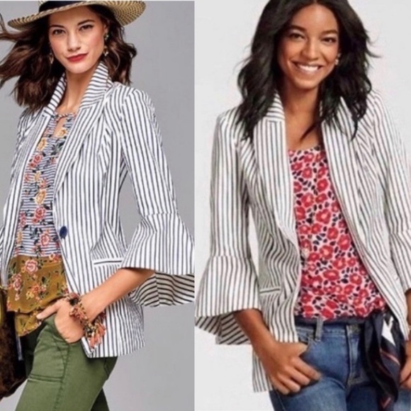 Cabi striped bell sleeve blazer - Picture 3 of 14